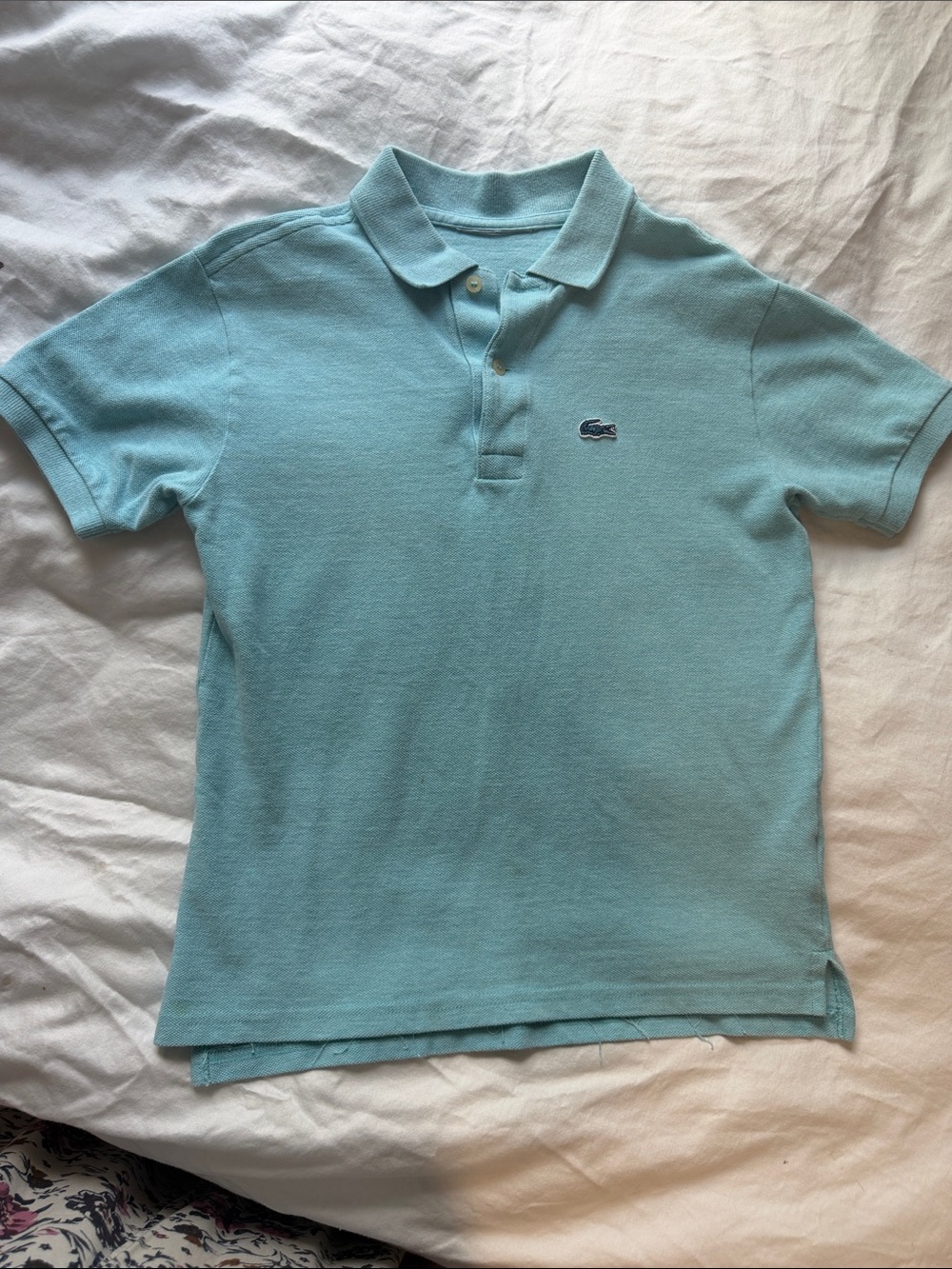Lacoste Kids Aqua Blue Short Sleeve Pique Polo